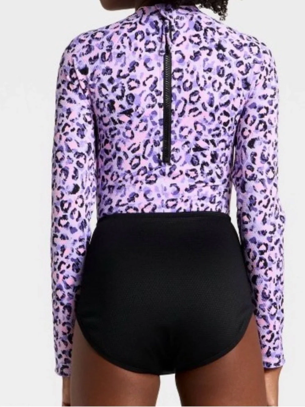 art class Lavender & Black Leopard Print Long-Sleeve One-Piece swim suit